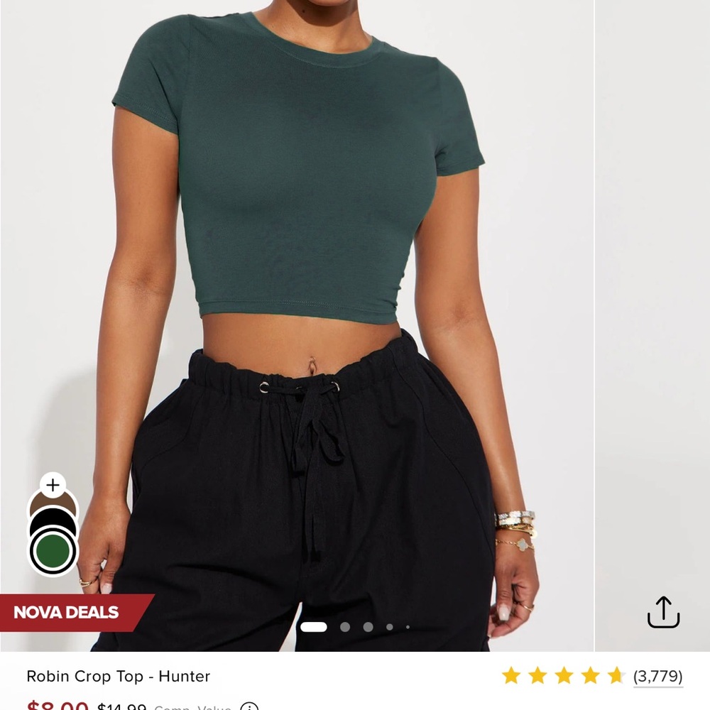 Fashion Nova Dark Green Crop Top